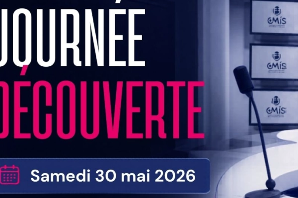 Affiche de la journée découverte du CMIS à Hérouville-Saint-Clair près de Caen, le 30 mai 2026, pour découvrir le campus, les ateliers, les équipements et l’univers des métiers de l’image et du son.