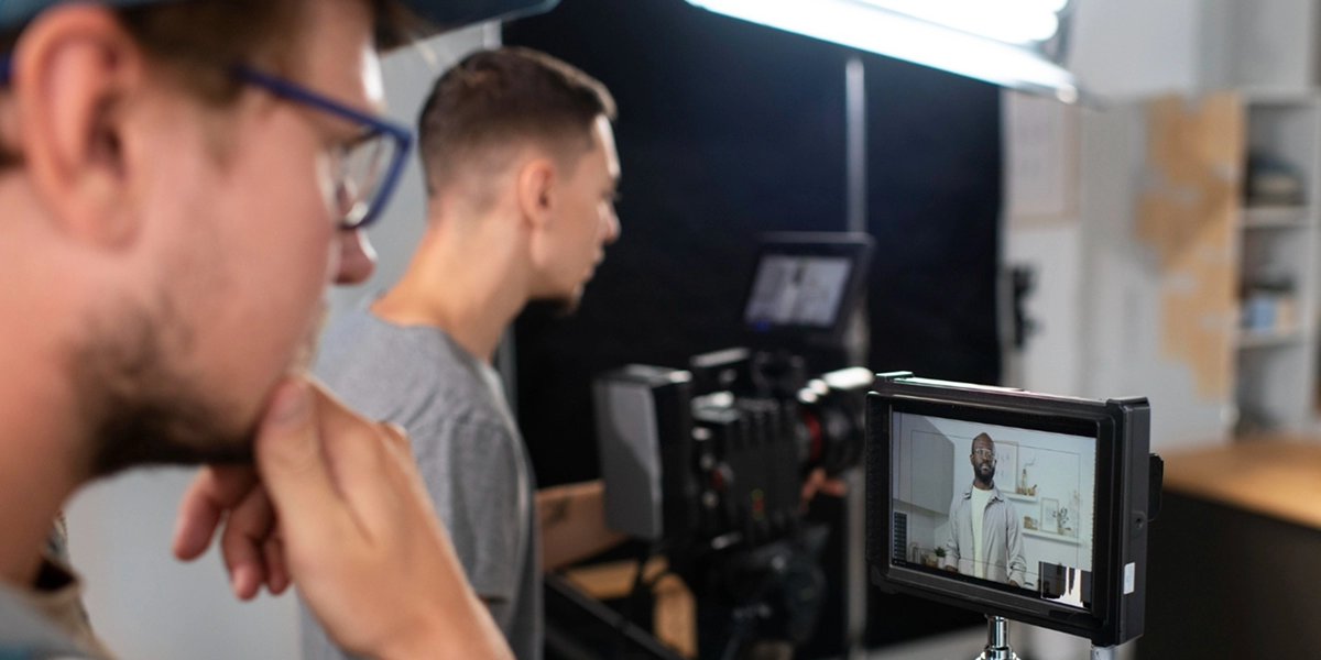 Étudiants en formation réalisation radio et TV en studio à Caen