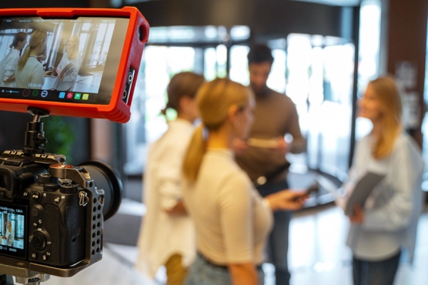 Scène de tournage au sein d’un campus audiovisuel à Caen