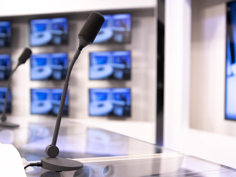 Micro sur plateau de télévision